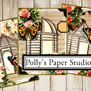 Floral Cards Large Collage Digital Images printable download file 4 images