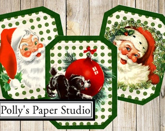 Retro Christmas Images Cards Digital Images archivo de descarga imprimible 6 imágenes