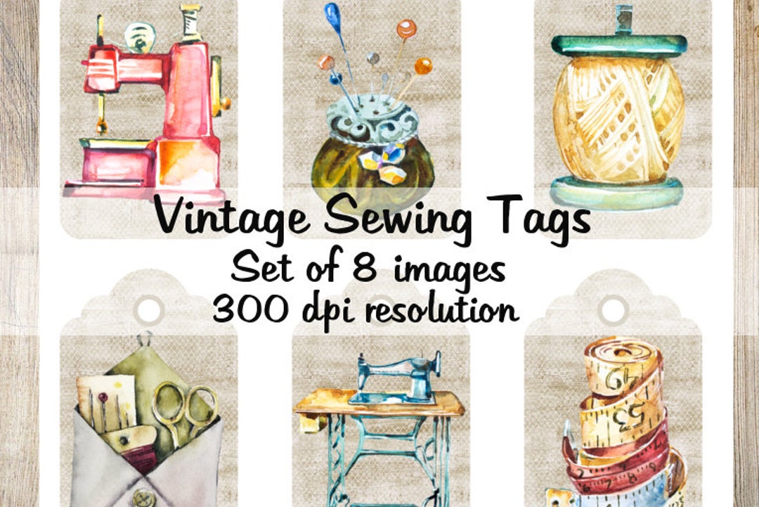 Vintage Sewing Tags Collage Digital Images Printable Download File 8 ...