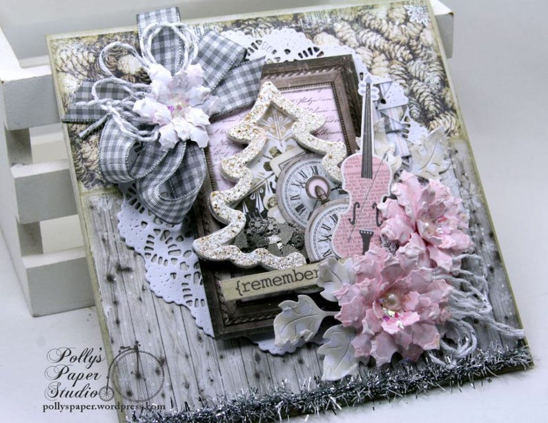 Shabby Chic Christmas Shaker Card Polly's Paper Studio Handmade image 4