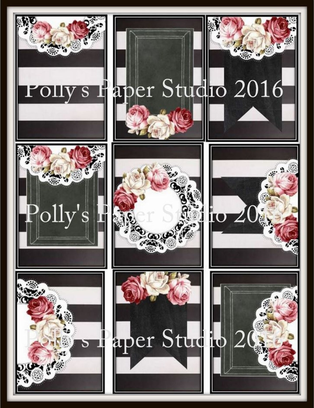 Black and White Journal Card Digital Images Printable Download File 9 ...