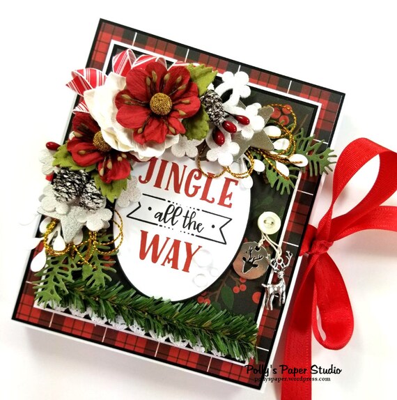Jingle All The Way Mini Album Flip Scrapbook Polly's Paper Studio Handmade