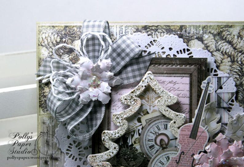 Shabby Chic Christmas Shaker Card Polly's Paper Studio Handmade image 2