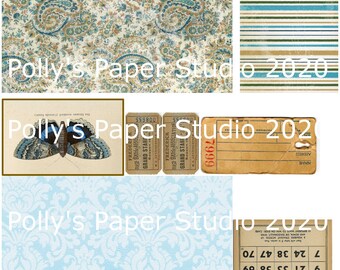Dollar Download Blue Butterfly Greeting Card Polly&#39;s Paper Studio Digital Images printable download file  Instant Download