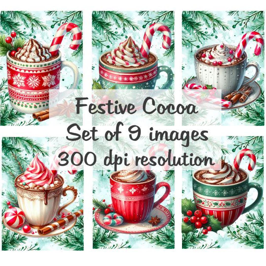 Festive Cocoa Images Collage Digital Images Printable Download File 9 ...