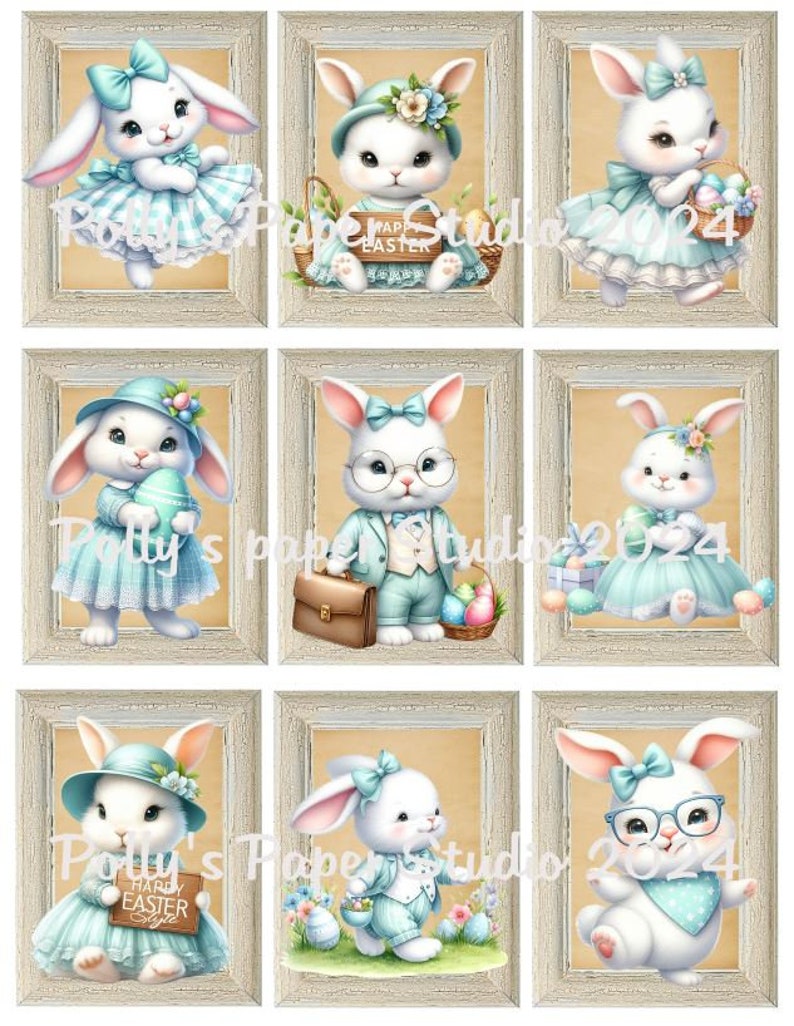 Cute Rabbit Frame Cute Bunny Frames Blue Images Collage Digital Images Printable Download ...