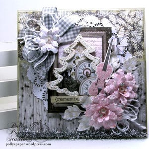 Shabby Chic Christmas Shaker Card Polly's Paper Studio Handmade image 1