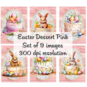 Images numériques collage rose dessert de Pâques fichier à télécharger 9 Images 300 DPI Polly's Paper Studio