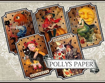 Halloween Ticket Collage Digital Images printable download file 9 images