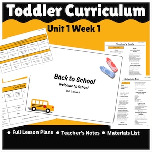 Toddler Curriculum Week 1 - Welcome to School Theme - Preschool & Daycare Lesson Plans - Printable Circle Time and Learning Centers + More