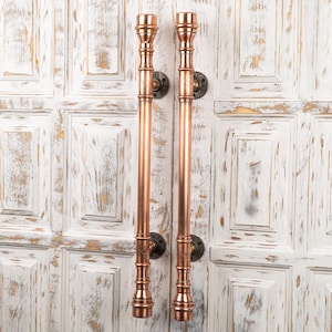 Handmade Copper Door Handle: Rustic Barn Door Knob, Custom Size