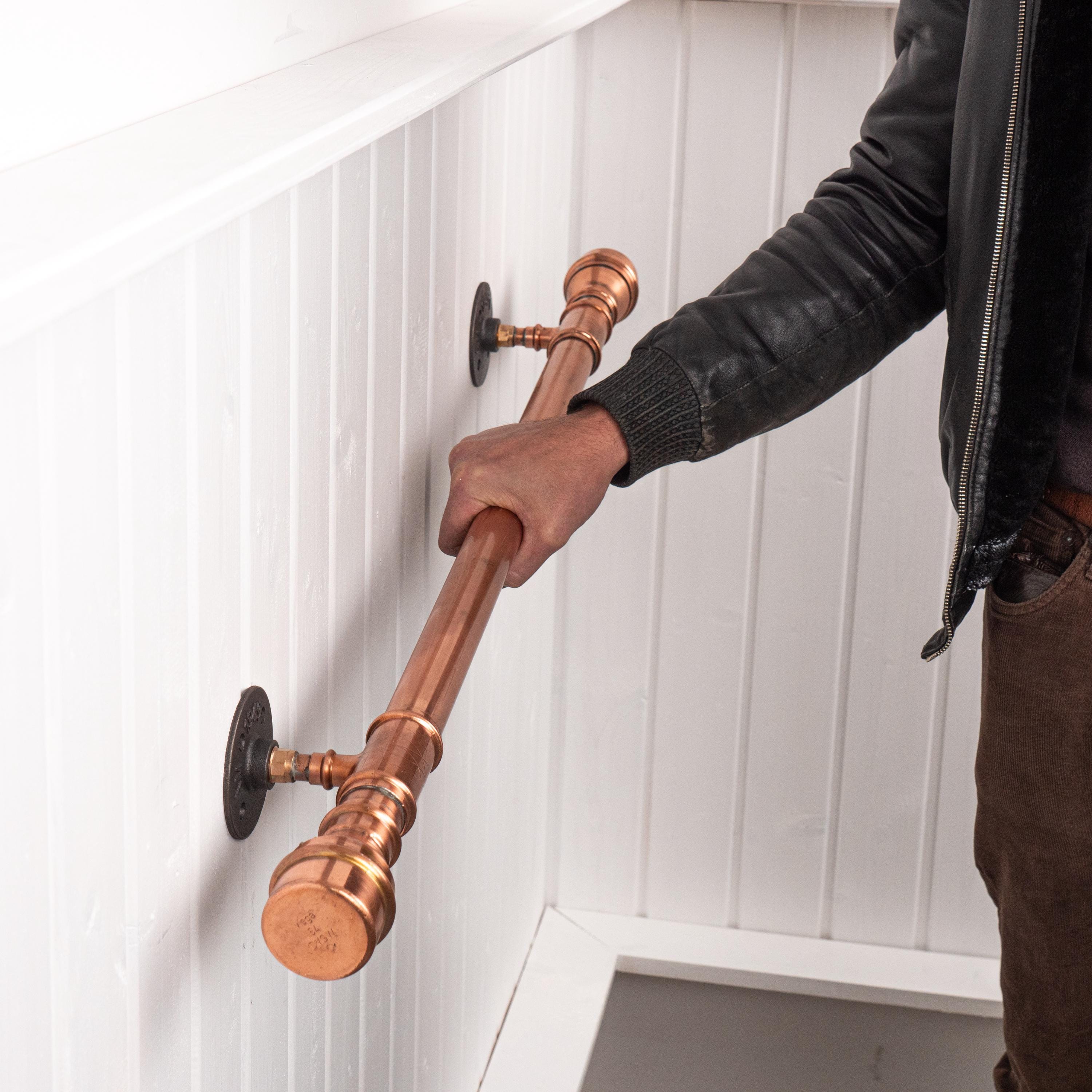 Copper Handrail Industrial Stair Railing Farmhouse Hand Rails Custom