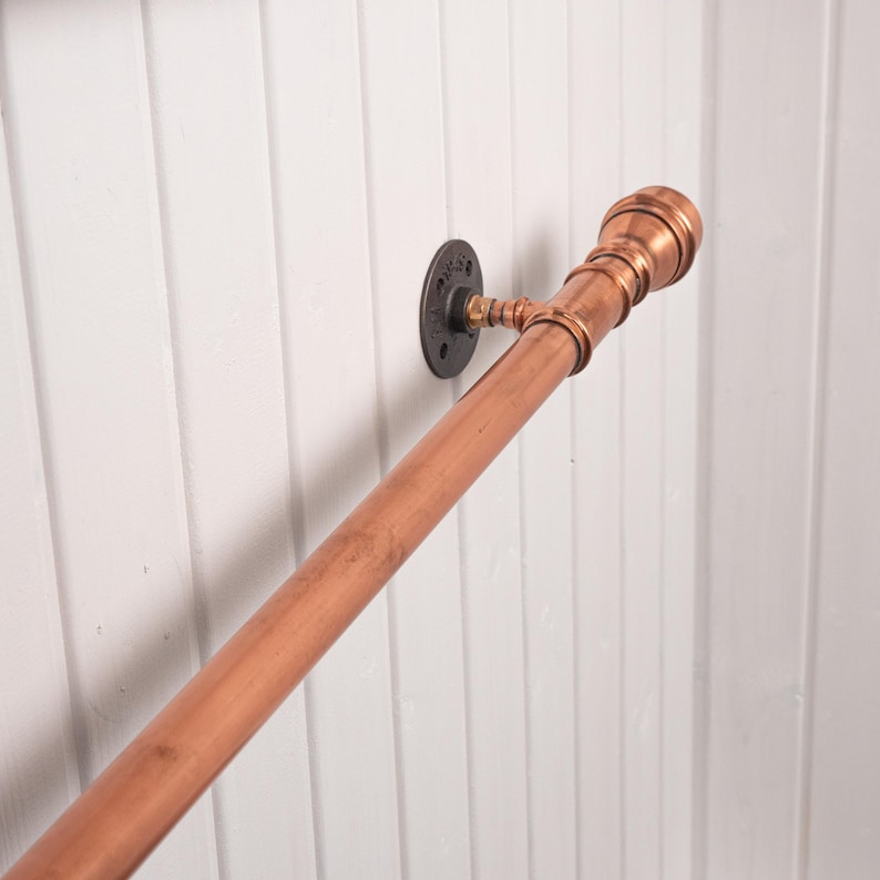 Copper Tube Railing Copper Handrail Industrial Stair Railing Farmhouse Hand Rails Custom ...