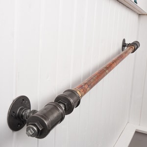 Metal & Copper Handrail Industrial Stair Railing Rustic Hand Rails Custom Size