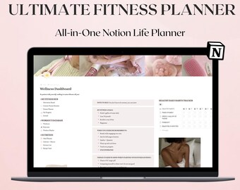 All in One Digital Fitness Planner for Notion Workout and Meal Tracker with Progress Log Habit Tracker and Wellness Dashboard Template