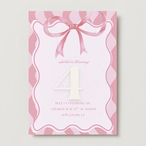 Pink Bow Birthday Invitation Editable Template