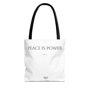 Peace is Power トートバッグ - 力を与えるキャリーオール、モチベーションを高めるギフト、環境に優しいショッピングバッグ、スタイリッシュな再利用可能なトート、毎日の必需品