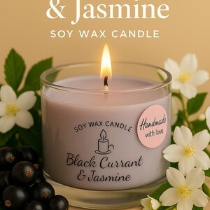 Black Currant Jasmine Soy Candle – Romantic Floral & Berry Scent – Luxurious Handmade Candle – Gift for Her