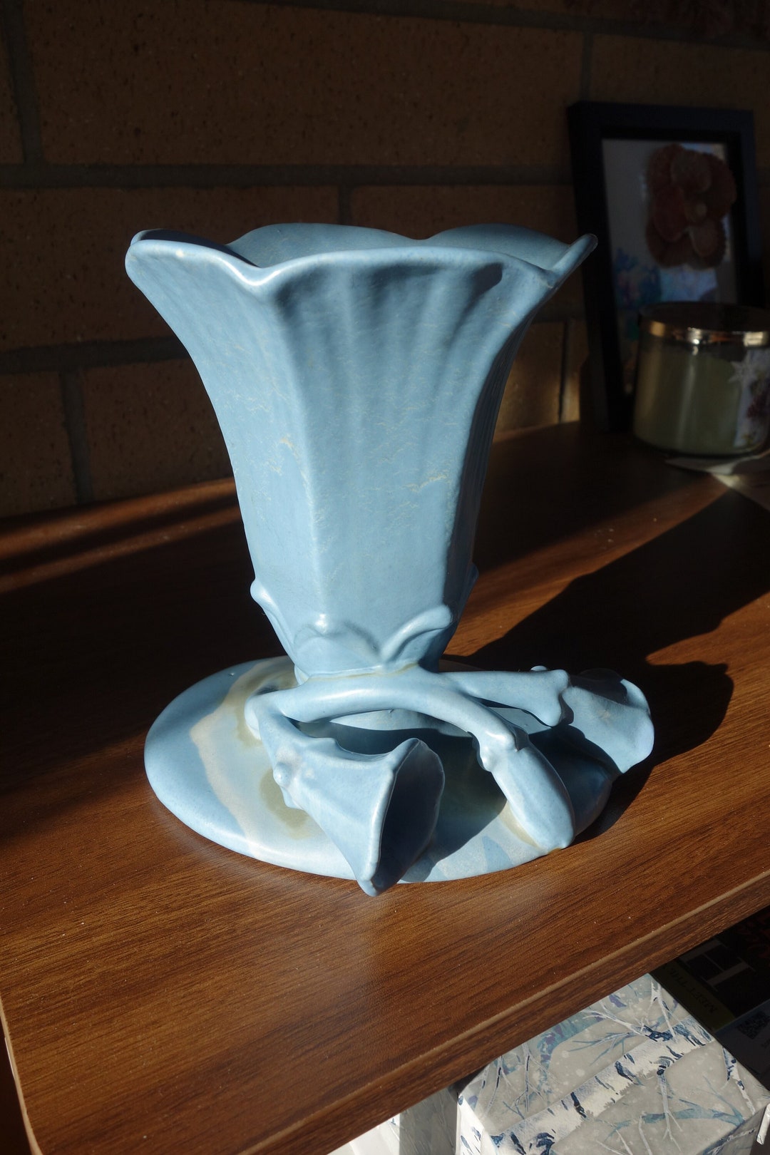 Vintage Large Rum Rill Trumpet Flower Vase Blue No 486 With Factory ...