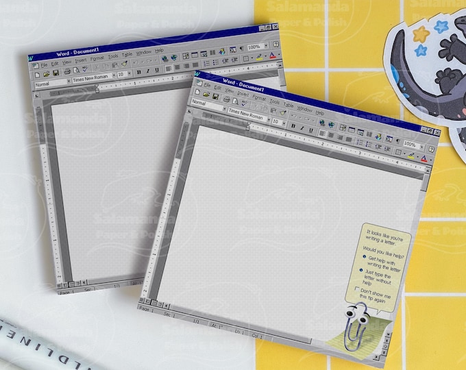 Y2K Word with Clippy-Inspired Sticky Notes