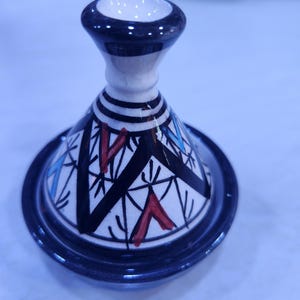Mini Moroccan Ceramic Tagine – Hand-Painted Decorative Pot – Traditional Red Clay Potter