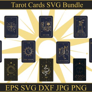 Mystical Celestial Design, Line Art Tarot, Modern Witch Digital Downloads, Funny TAROT cards Bundle SVG PNG, Tarot Clipart, Tarot card Svg