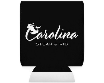Carolina Steak & Rib Can Cooler Sleeve | Black Logo Koozie