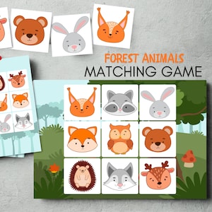 Animals pattern activity, Forest Animals Matching Game, Kindergarten Play, Printable Animals Matching, Learning Animal, Cards, Preschool