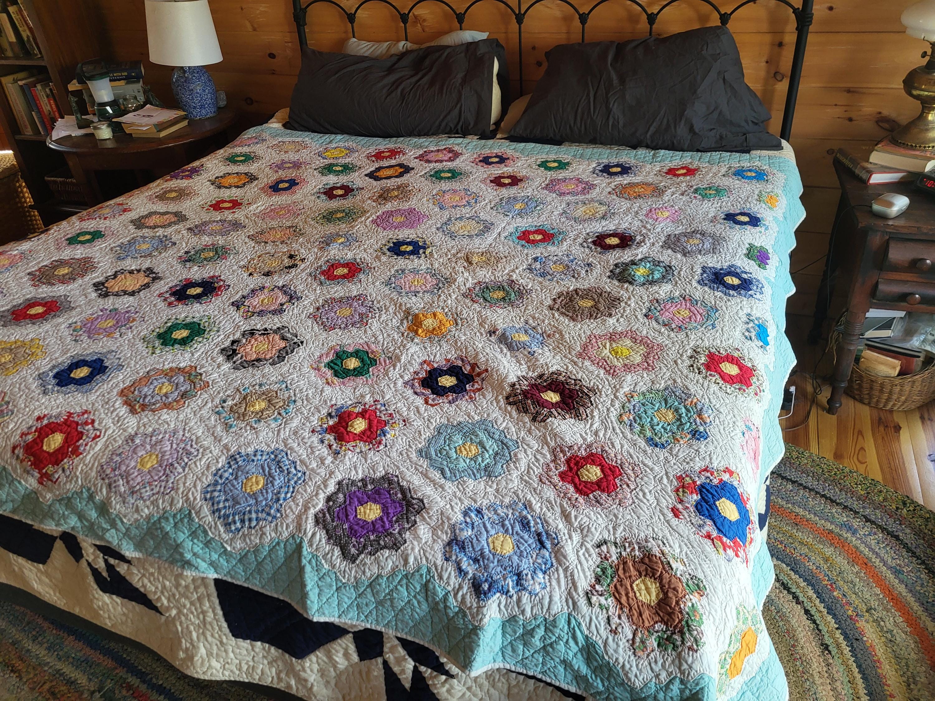Antique quilt grandmothers flower garden - Etsy 日本