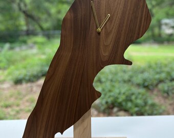 Lebanon Wall Clock– Handmade Black Walnut Clock with Brass Hands | Country Map Decor | Custom Country Shape | Modern Middle Eastern Wall Art