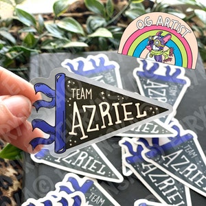 ACOTAR Team Azriel Banderín Bandera Bat Boy Licencia oficial Sarah J Maas ¡Pegatina de vinilo transparente impermeable 3x3!