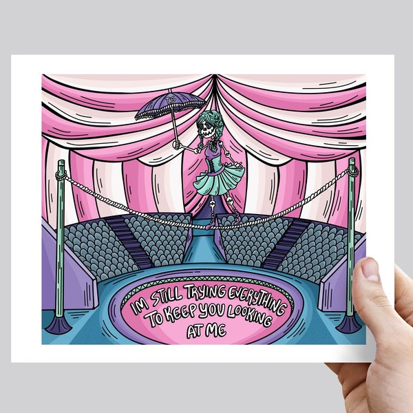 TSwift Mirror Ball Circus Tight Rope Walker Pop Lyric Illustration Art Print