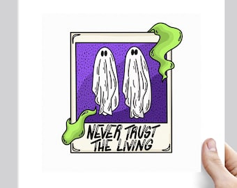 Beetlejuice Never Trust The Living Ghost Halloween Fall Art Print - Various Sizes