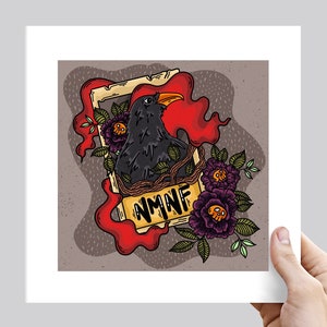 Zes van Kraaien Geen RouwenDen Geen Begrafenissen Kraai Tarotkaart Square Art Print - Verschillende Maten