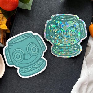Trader Sam&#39;s Enchanted Tiki Bar HippopotoMai-Tai Holographic Glitter Waterproof Vinyl Sticker