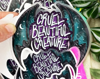 Officially Licensed Sarah J Maas ACOTAR Rhysand Feyre Beautiful Cruel Creature Bat Wing Inspired Waterproof Clear 4x4 Vinyl Sticker!