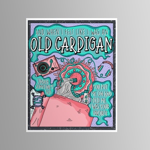 TSwift カーディガン 8x10 ポップ 歌詞 イラスト アート プリント