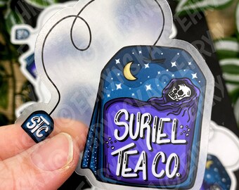 ACOTAR Suriel Tea Co Teabag Officially Licensed Sarah J Maas Waterpoof 3x3 Vinyl Clear Sticker