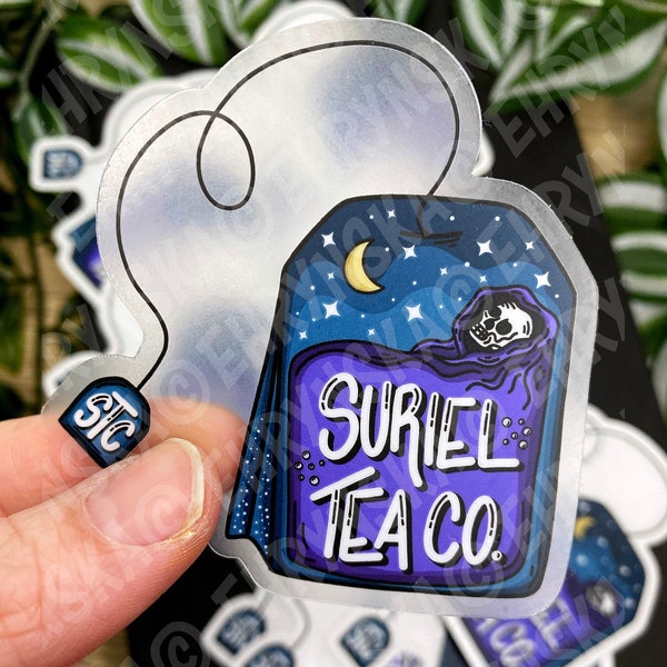 ACOTAR Suriel Tea Co Teabag Officially Licensed Sarah J Maas Waterpoof 3x3 Vinyl Clear Sticker