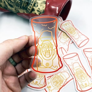 Trader Sam&#39;s Enchanted Tiki Bar &quot;Krakatoa&quot; Clear Waterproof 1.5x3 Inch Vinyl Sticker!