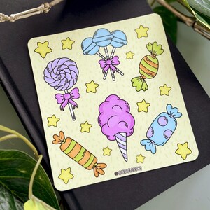 Adesivos de vinil à prova d'água com estampa de doces de carnaval 5x5"
