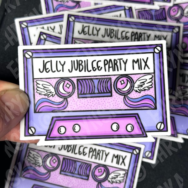 Crescent City Jelly Jubilee Party Mix  Cassette Tape 3x2 Clear Vinyl Sticker - Officially Licensed SJM Merch