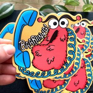 Yip Yip Yep Yep Baarriinnngg 3,5"x3,5" Biała wodoodporna naklejka winylowa