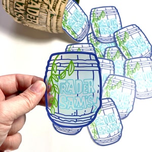 Trader Sam&#39;s Enchanted Tiki Bar Classic Barrel Mug Clear Waterproof 3x3 Inch Vinyl Sticker!