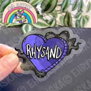 ACOTAR Rhysand Candy Heart Love Bat Boy Officieel gelicentieerde Sarah J Maas doorzichtige waterdichte 3x3 vinylsticker!
