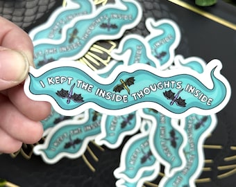 Fourth Wing Ridoc I Kept The Inside Thoughts Inside Dragon Officially Licensed Waterproof 3.5x1.1 Clear Vinyl Sticker!