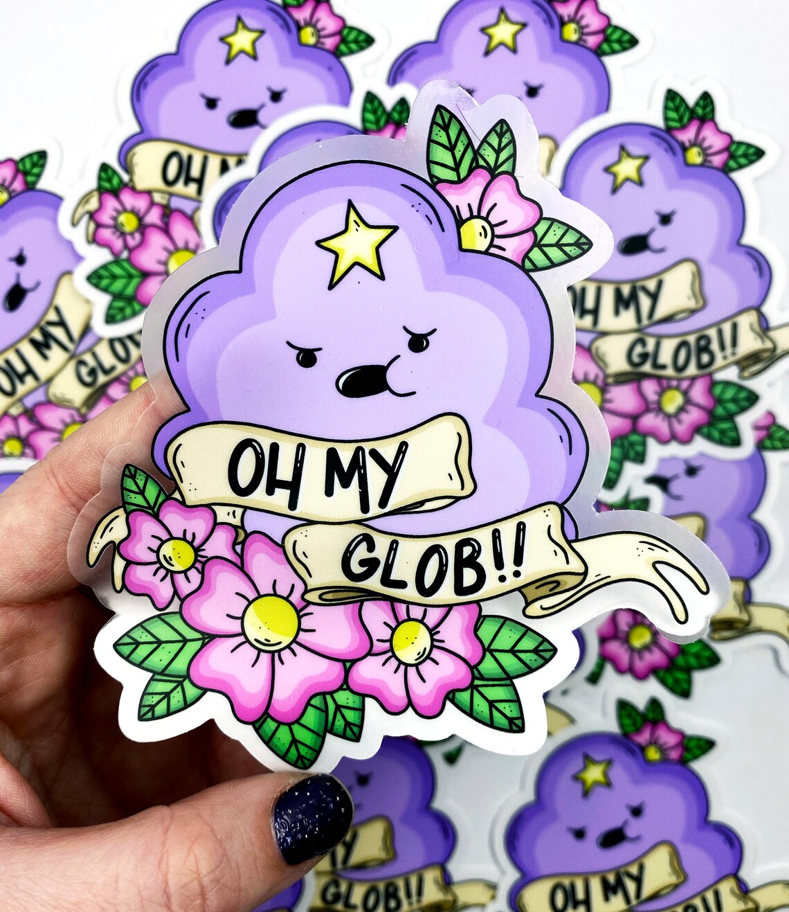 Lumpy Cloud Oh My Glob Waterproof 4x4 Inch Vinyl Sticker | Etsy