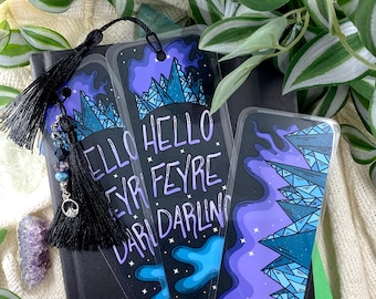 Officially Licensed Sarah J Maas ACOTAR Night Court Rhysand Hello Feyre Darling 2x6 Laminated Bookmark - You Choose Your Style!