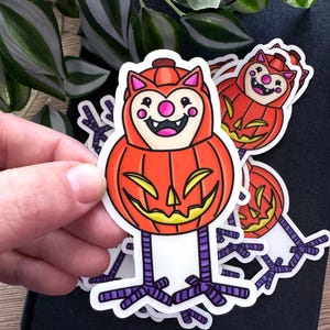 Halloween Bird Birbs Pumpkin Matte Waterproof Clear Vinyl 3.5"x2.2 Sticker