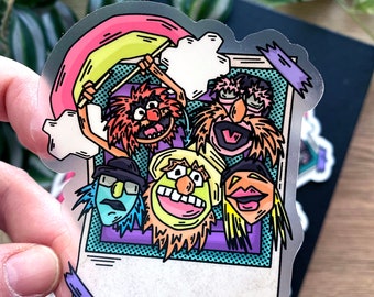 Electric Mayhem Muppet Polaroid  Waterproof Clear 3.5"x3" Vinyl Waterbottle Sticker!